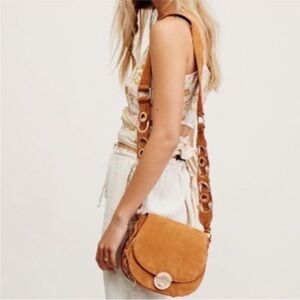 Foley+Corinna Megan Saddle Bag Honey Brown Suede Crossbody NWT